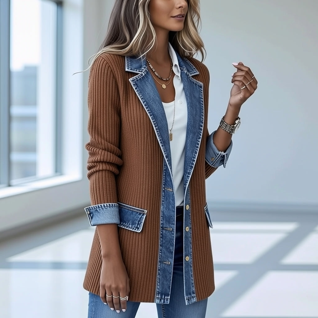 THE LIORÀ — Giacca in denim lavorata a maglia