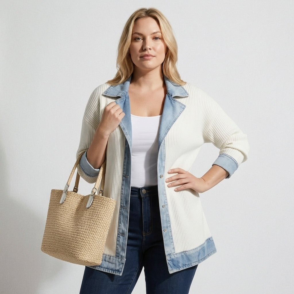 THE LIORÀ — Giacca in denim lavorata a maglia
